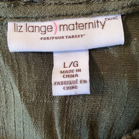 Liz Lang Maternity Top Sleeveless Gauze with Embroidery Olive Green Size Large - Picture 5 of 6